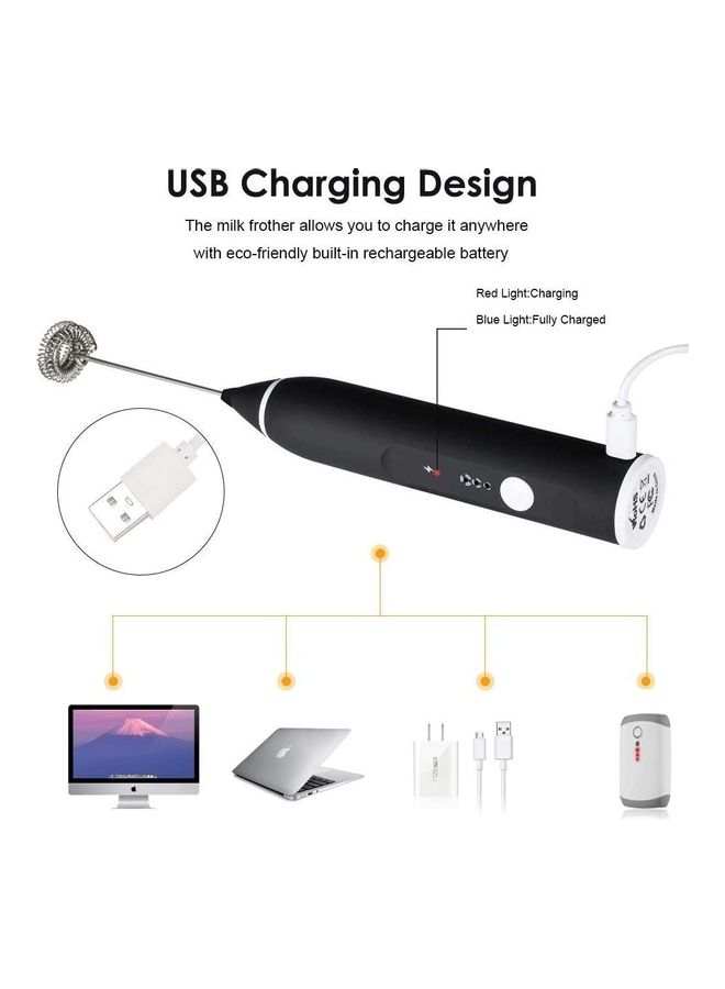 XiuWoo Electric Milk Frother Maker With Whisk Set Black/Silver - Image 3