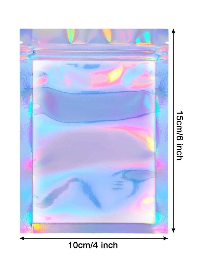 شو وو طقم أكياس تخزين من القصدير محكمة الغلق وبتصميم ليزر مكون من 100 قطعة متعدد الألوان 10x15سم  - Image 2
