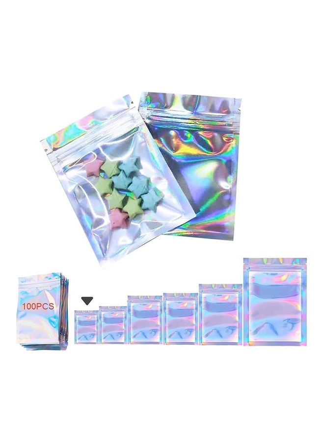 XiuWoo 100-Piece Laser Foil Seal Storage Pouch Multicolour 10x15cm - Image 1