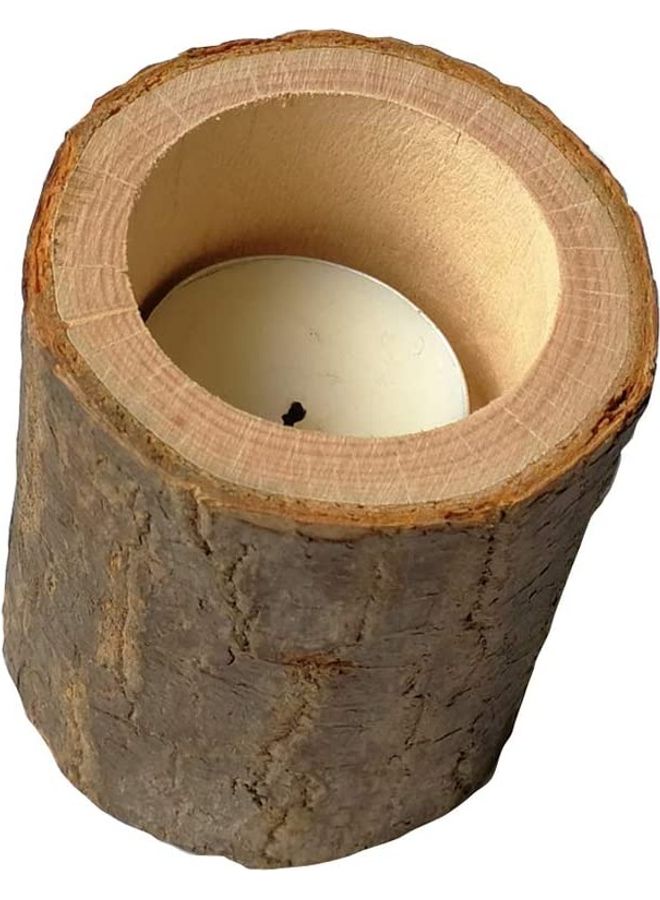 XiuWoo 3-Piece Wooden Candle Holder Set Brown 7x6cm  - Image 4