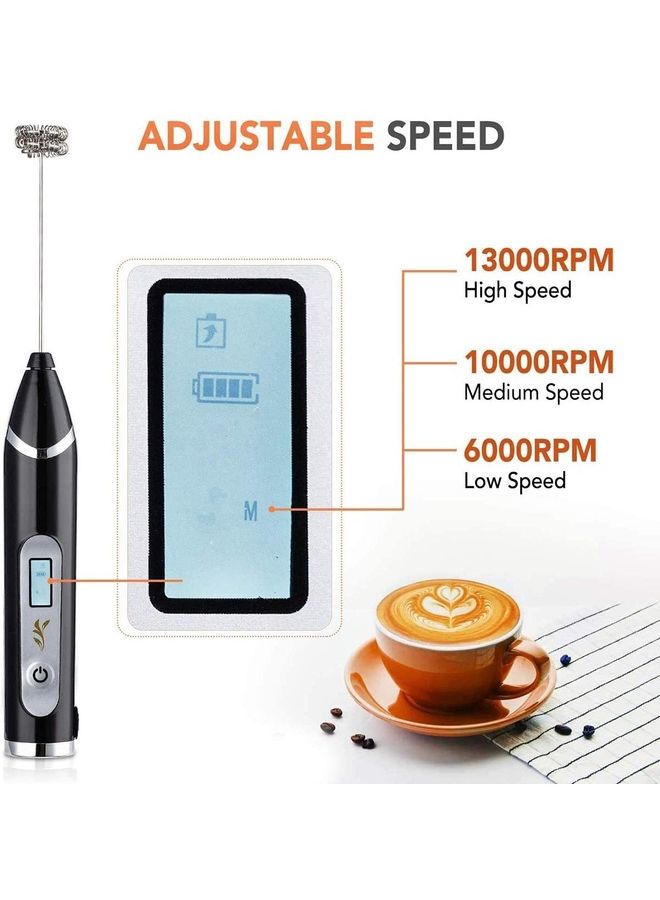 XiuWoo Electric Milk Frother Maker With Whisk Set Black/Silver - Image 2