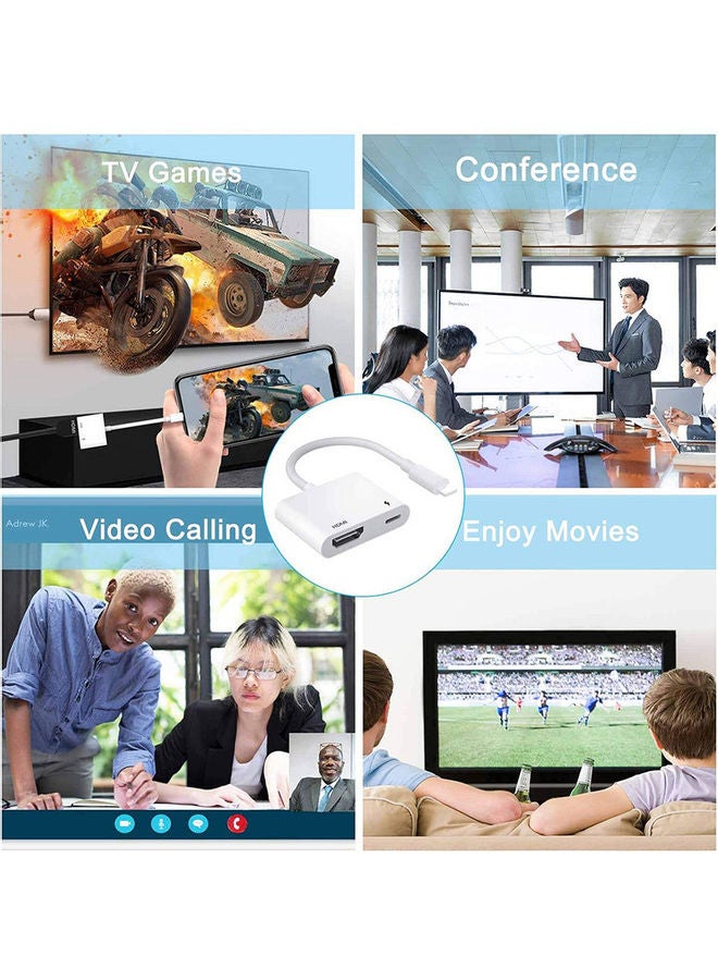 2 in 1 Lighting to Digital AV Adapter HDTV Connector Cable White