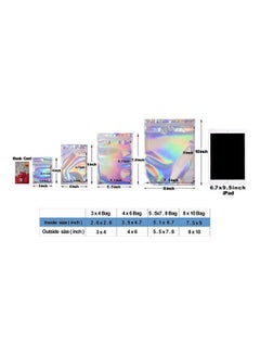 XiuWoo 100-Piece Laser Foil Storage Pouch Seal Bag Set Clear/Silver/Blue 8x10cm  - Image 2