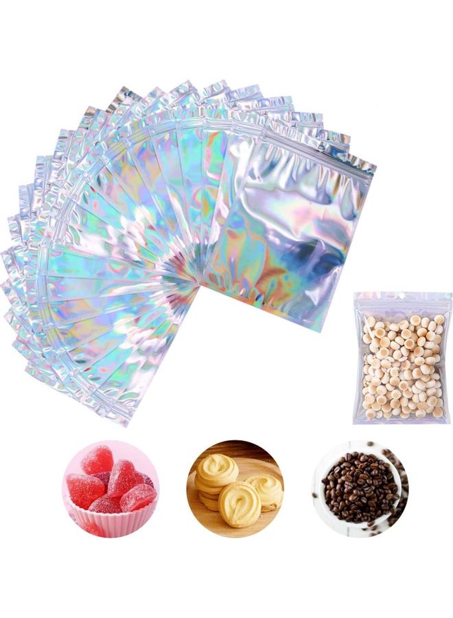 XiuWoo 100-Piece Laser Foil Storage Pouch Seal Bag Set Clear/Silver/Pink 10x18cm - Image 1