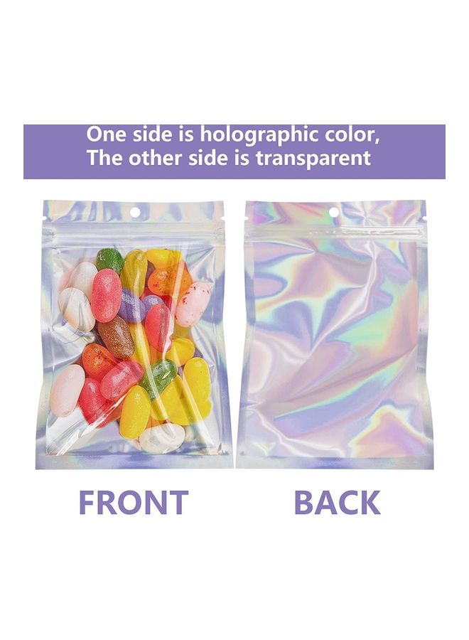 XiuWoo 100-Piece Laser Foil Storage Pouch Seal Bag Set Clear/Silver/Pink 10x18cm - Image 2