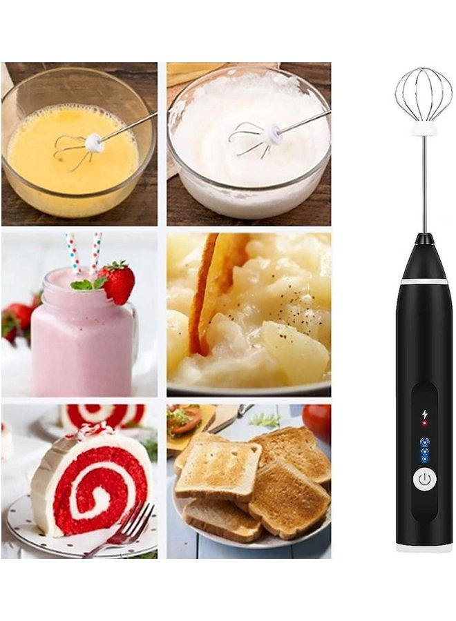 XiuWoo Electric Milk Frother Maker With Whisk Set Black/Silver - Image 4