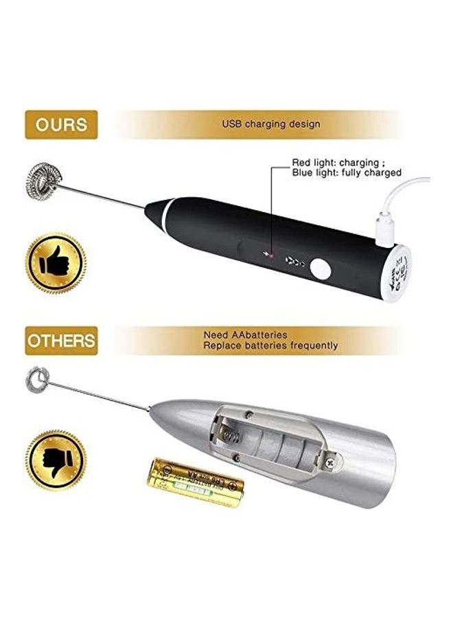 شو وو مجموعة أداة كهربائية لصنع رغوة الحليب مع مخفقة أسود/فضي - Image 5