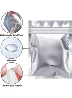 XiuWoo 50-Piece Resealable Foil Pouch Set Silver 10x7.5inch  - Image 1