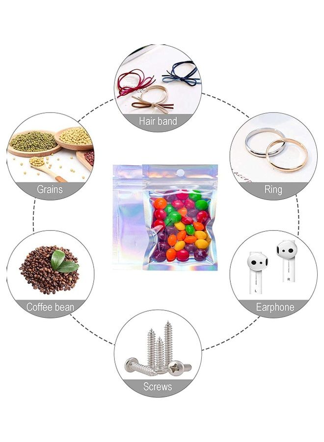 XiuWoo 100-Piece Resealable Smell-Proof Foil Pouch Multicolour 12x20cm  - Image 5