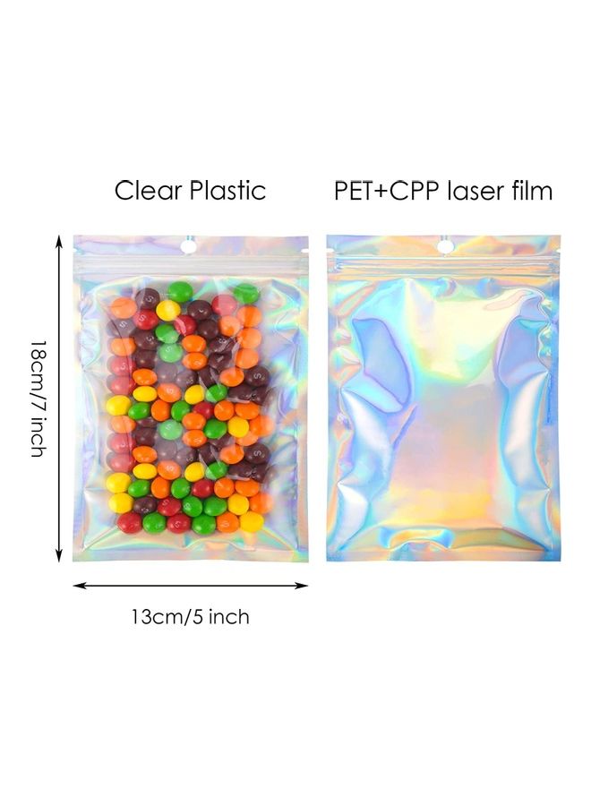 XiuWoo 100-Piece Laser Foil Seal Bag Set Clear/Silver/Blue 13x18cm - Image 2