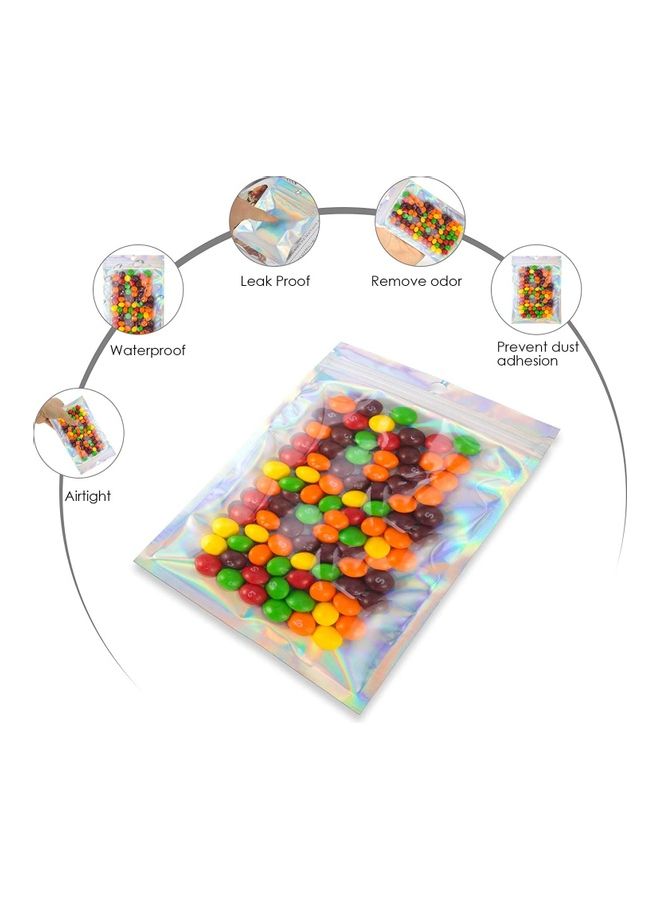 XiuWoo 100-Piece Laser Foil Seal Bag Set Clear/Silver/Blue 13x18cm - Image 1