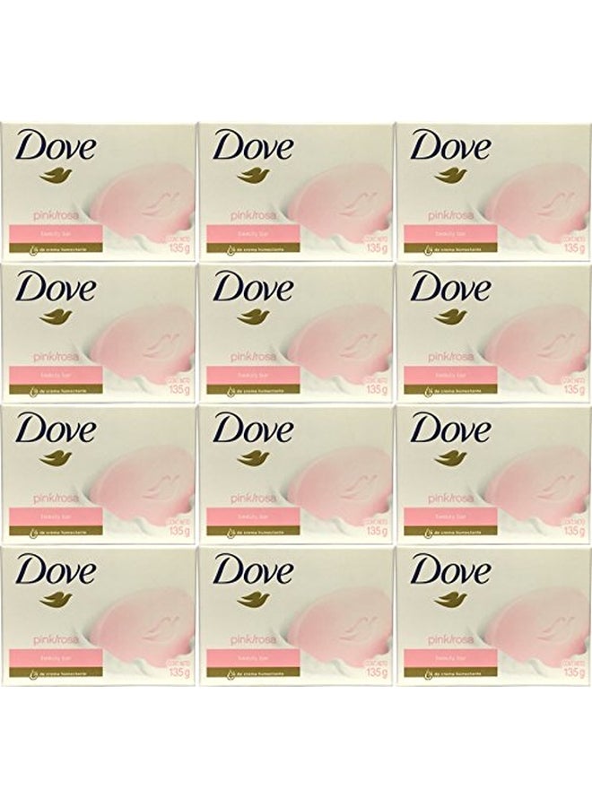 Dove Pack Of 12 Rosa Beauty Bar Pink 135grams