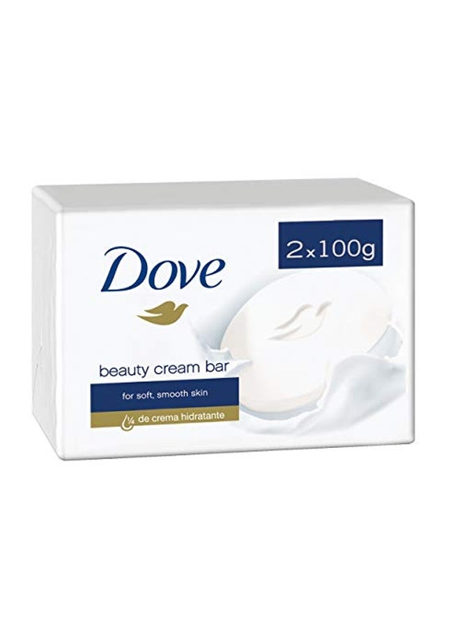 دوف مجموعة صابون الجمال مكونة من قطعتين أبيض 100جرام