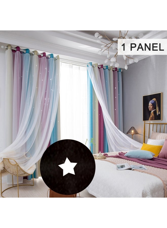 Decdeal - Double Layer Star Window Curtains Multicolour - Image 1