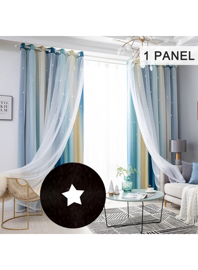 Decdeal - Double Layer Star Window Curtains Multicolour - Image 1
