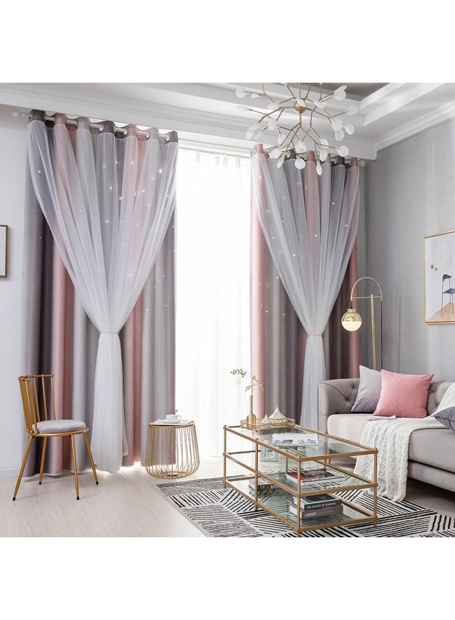ديسديل - ستائر نوافذ مزينة بالنجوم من طبقتين متعدد الألوان 38 x 30سم - Image 1