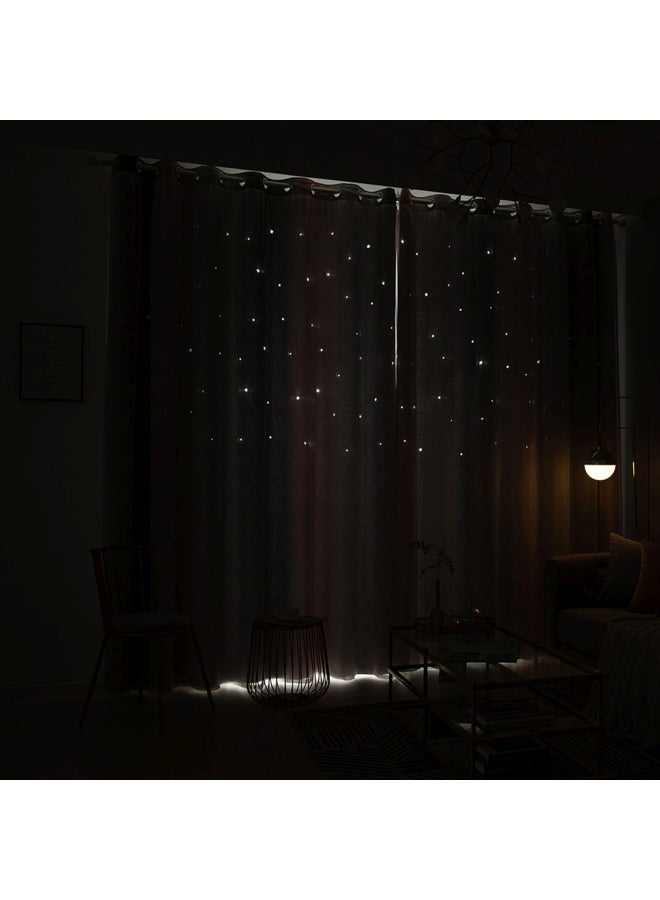 Decdeal - Double Layer Star Window Curtains Multicolour - Image 1