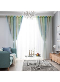 Double Layer Star Window Curtains Multicolour