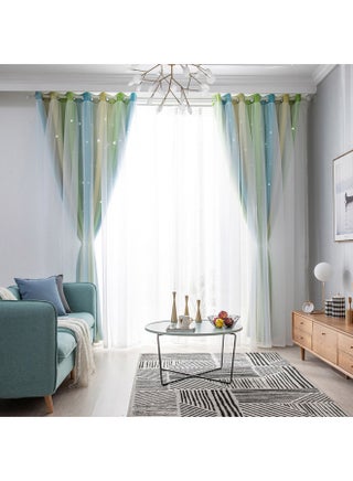 ستائر نوافذ مزينة بالنجوم من طبقتين متعدد الألوان - v1624004823/N45728172A_3