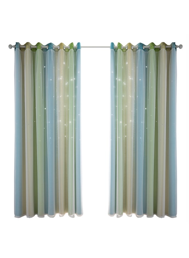 Decdeal - Double Layer Star Window Curtains Multicolour - Image 1