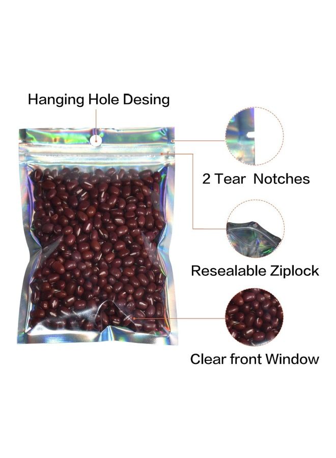 XiuWoo 100-Piece Laser Foil Storage Pouch Seal Bag Set Clear/Silver/Blue 15x10cm - Image 1