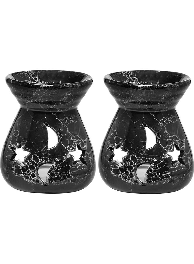 XiuWoo Pack Of 2 Ceramic Aromatherapy Candle Holder Black 3x3.25inch  - Image 1