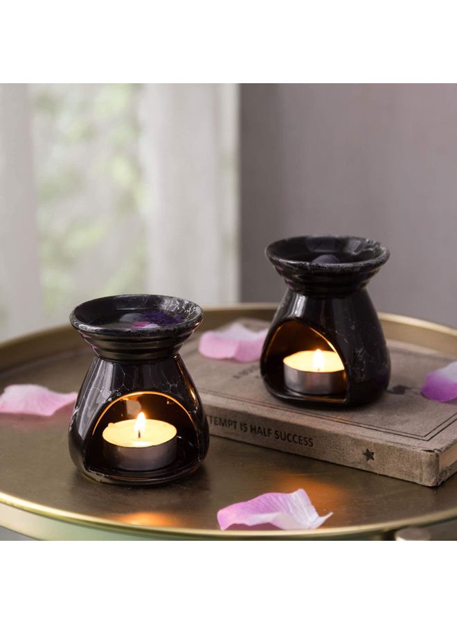 XiuWoo Pack Of 2 Ceramic Aromatherapy Candle Holder Black 3x3.25inch  - Image 3