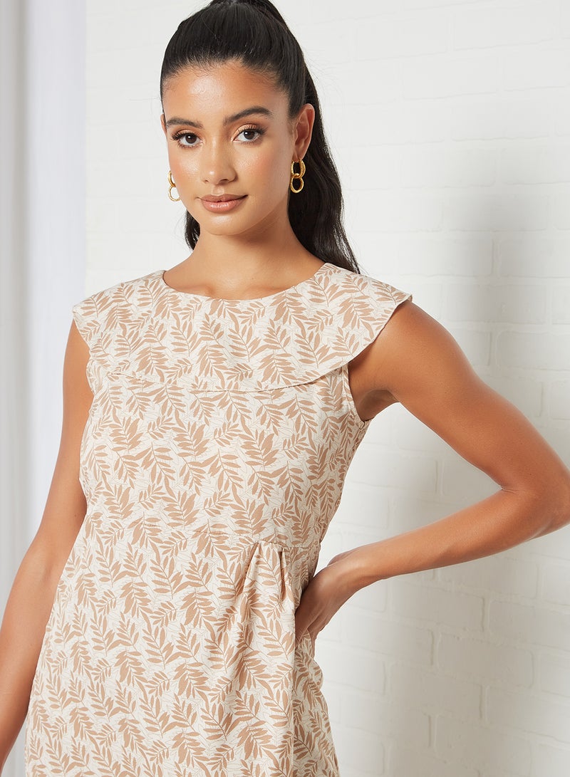 Aila Casual Mini Dress Beige/White  - Image 4