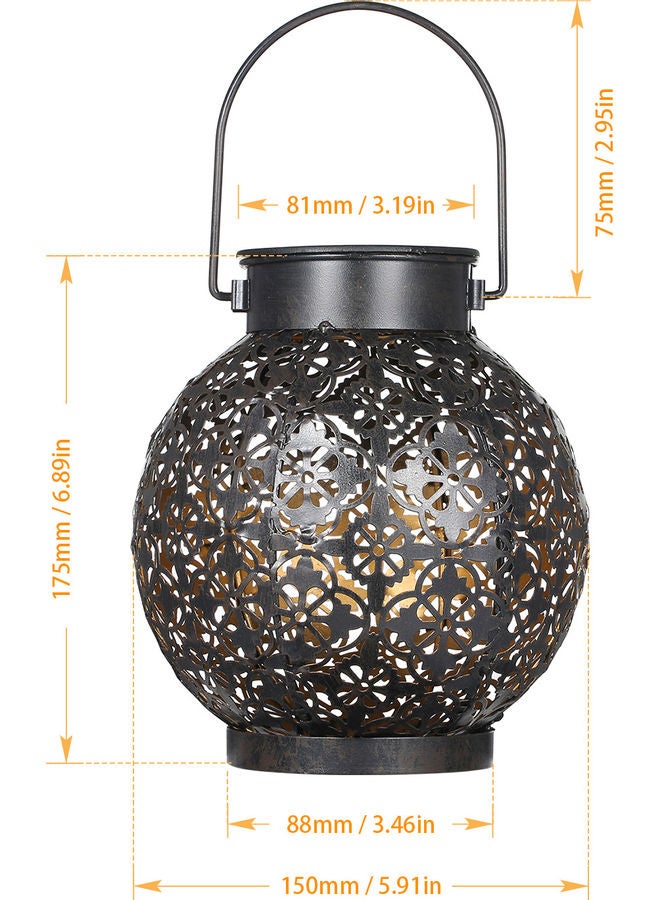 Tomshine 2-Piece Outdoor Solar Lantern Light Hollowed-Out Design Decorative Metal Hanging Brown  - Image 2