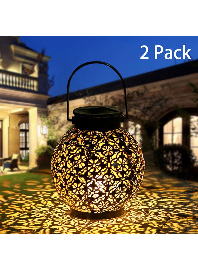 Tomshine 2-Piece Outdoor Solar Lantern Light Hollowed-Out Design Decorative Metal Hanging Brown  - Image 4