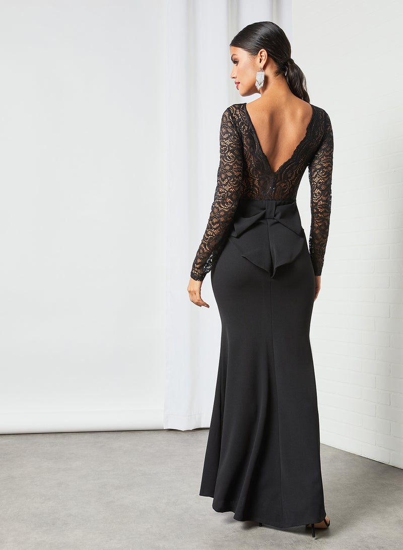 WaL G Italy - Lace Top Bodycon Maxi Dress Black - Image 1