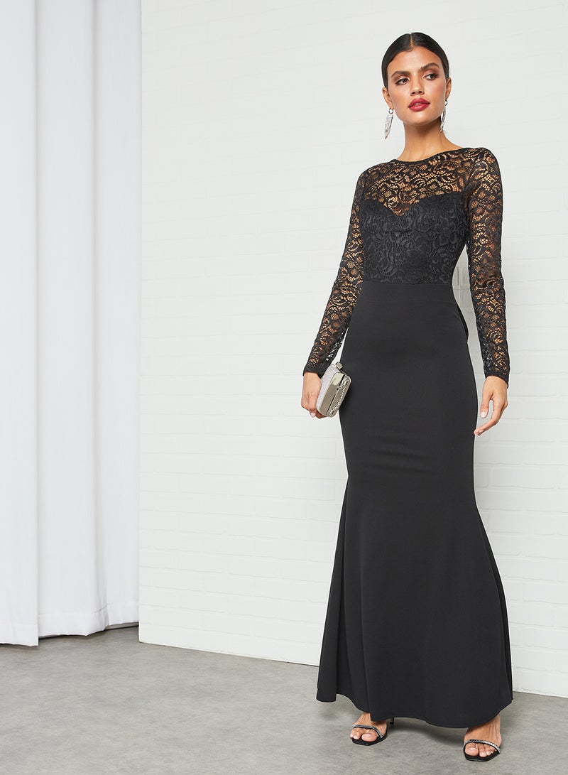 WaL G Italy - Lace Top Bodycon Maxi Dress Black - Image 1
