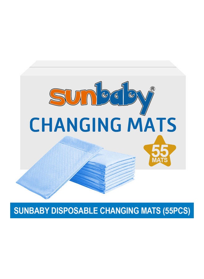صن بيبي بساط تغيير الحفاضات للاستخدام مرة واحدة - مجموعة من 55 قطعة - لون أزرق - Image 2