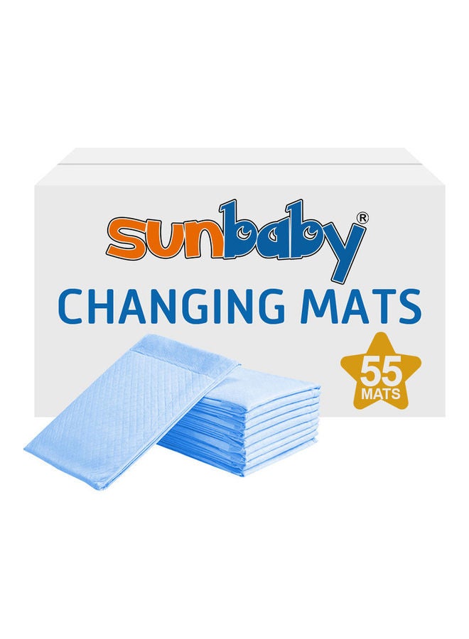 صن بيبي بساط تغيير الحفاضات للاستخدام مرة واحدة - مجموعة من 55 قطعة - لون أزرق - Image 1