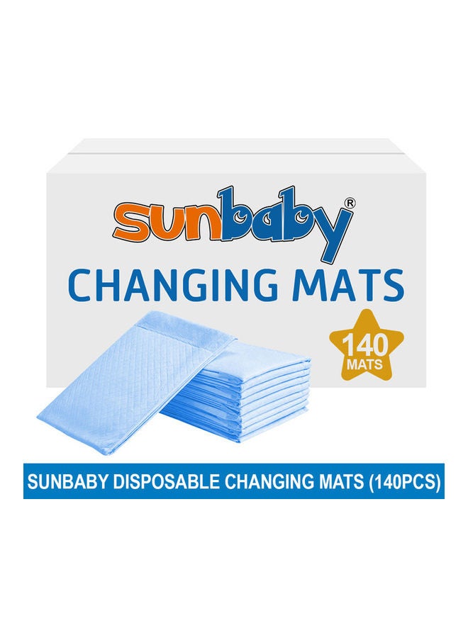 صن بيبي بساط تغيير الحفاضات للاستخدام مرة واحدة - مجموعة من 140 قطعة - لون أزرق - Image 2