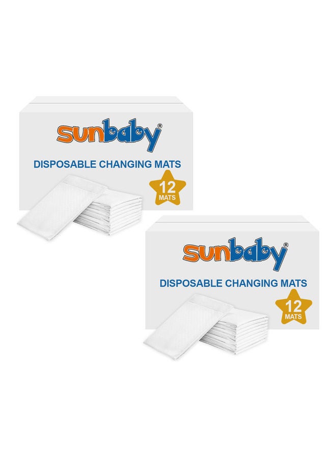 SunBaby Disposable Changing Mats - Pack Of 12, 12x2, 24 Mats - White  - Image 1