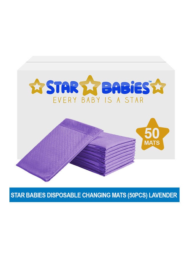 STAR BABiES Disposable Changing Mats - Value Pack Of 50 - Lavender - Image 2