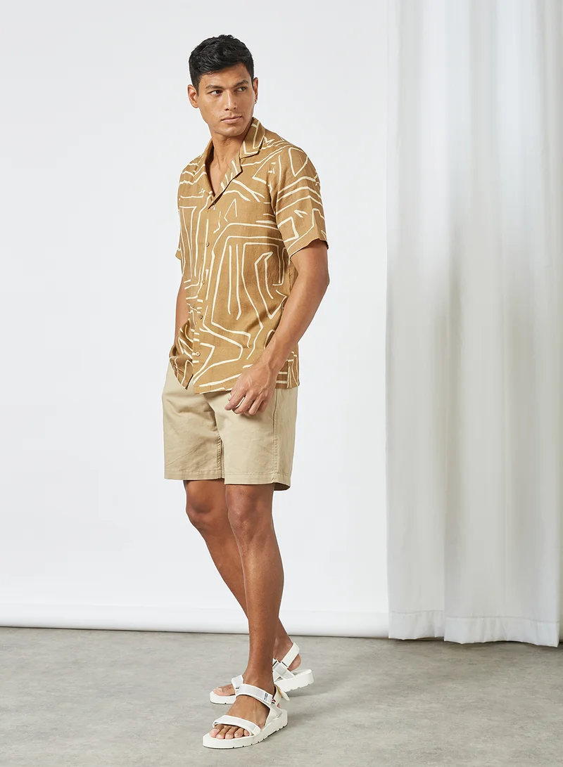 CORD All-Over Print Shirt Brown