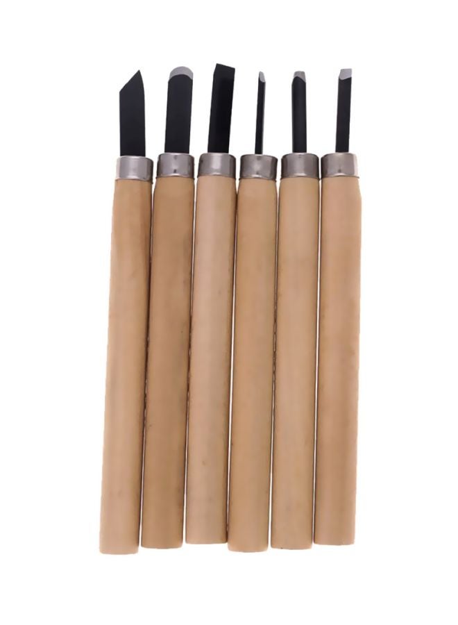 LAWAZIM 6-Piece Wood Carving Set Beige/Black - Image 1