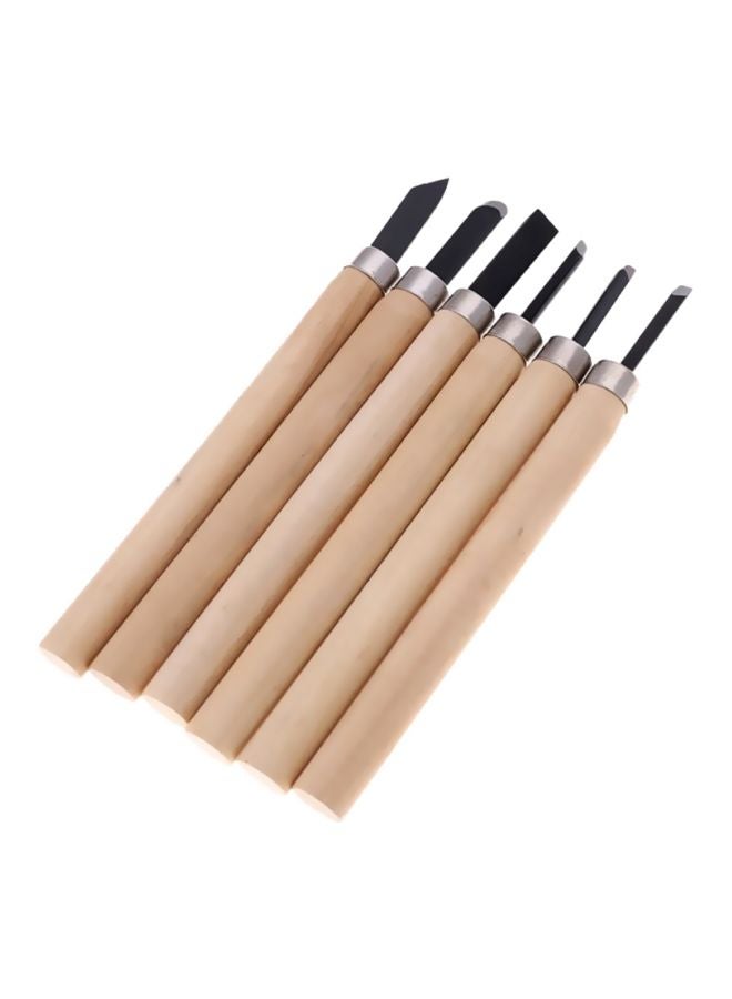 LAWAZIM 6-Piece Wood Carving Set Beige/Black - Image 2
