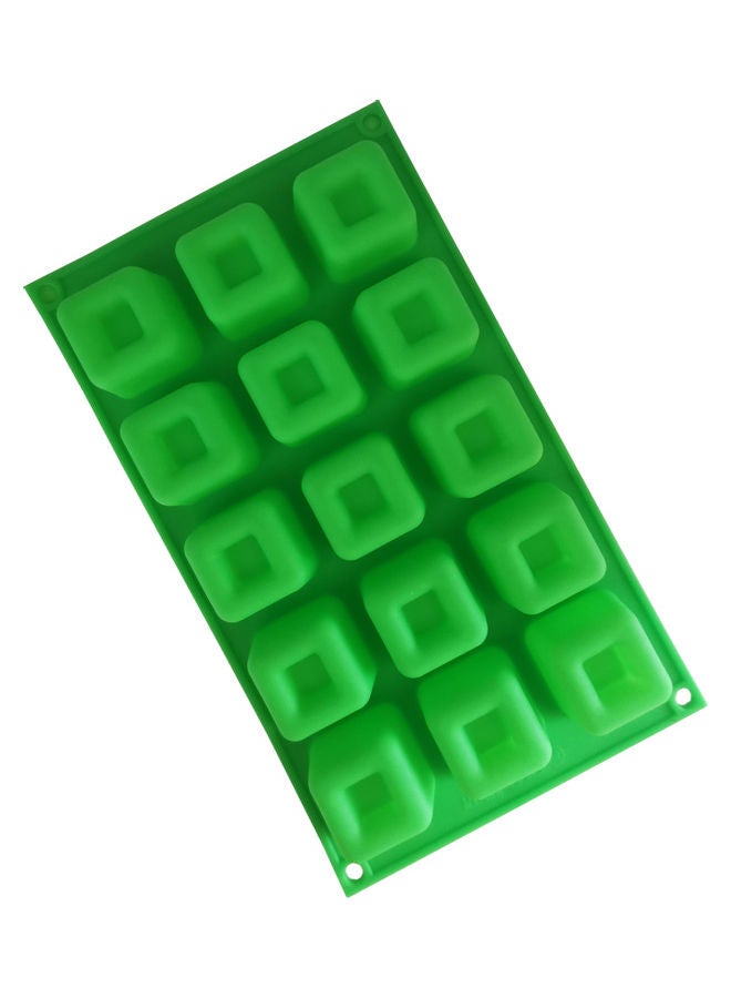 15 Cavity Cube Square Shape Silicone Mould Green 29x17cm - Image 2