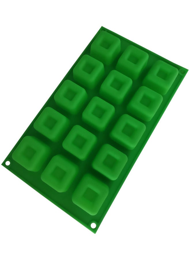 15 Cavity Cube Square Shape Silicone Mould Green 29x17cm - Image 4
