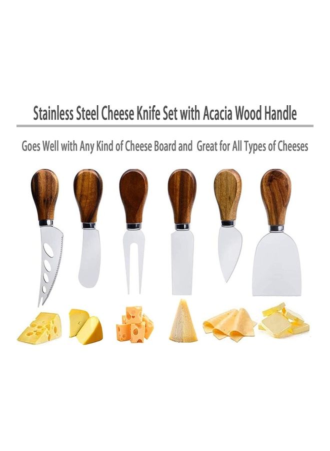 Generic - 6-Piece Cheese Knife Set Brown/Silver - Image 1