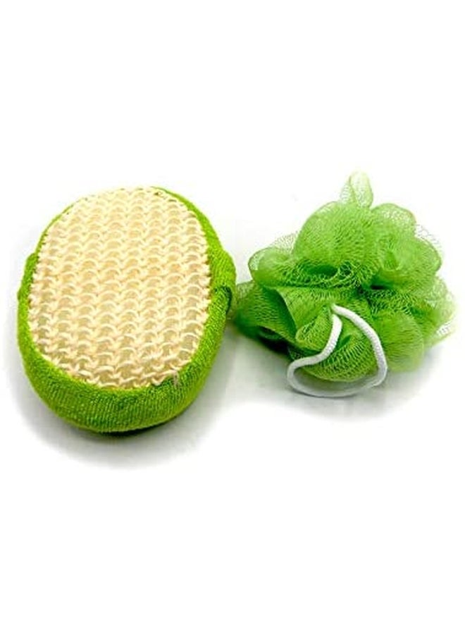 مجموعة ليفة ومقشر للجسم مكون من قطعتين أخضر 100جرام