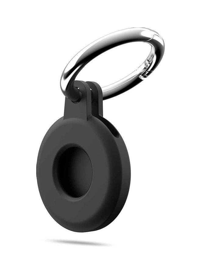 Generic Silicone Case For AirTag With Keychain Hook Black  - Image 1