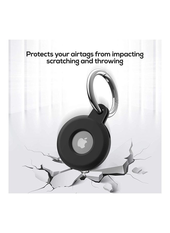 Generic Silicone Case For AirTag With Keychain Hook Black  - Image 2