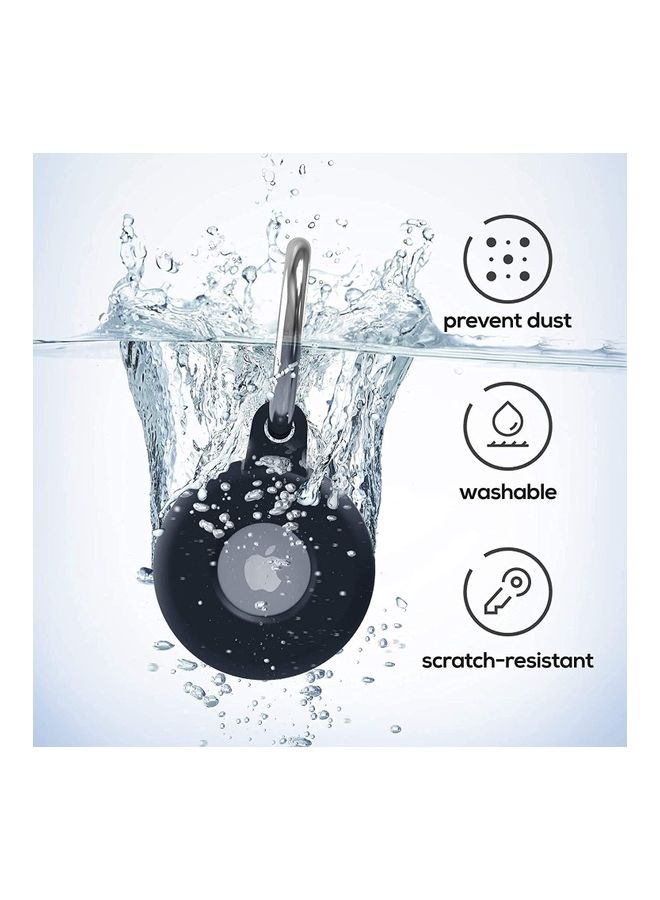 Generic Silicone Case For AirTag With Keychain Hook Black  - Image 3