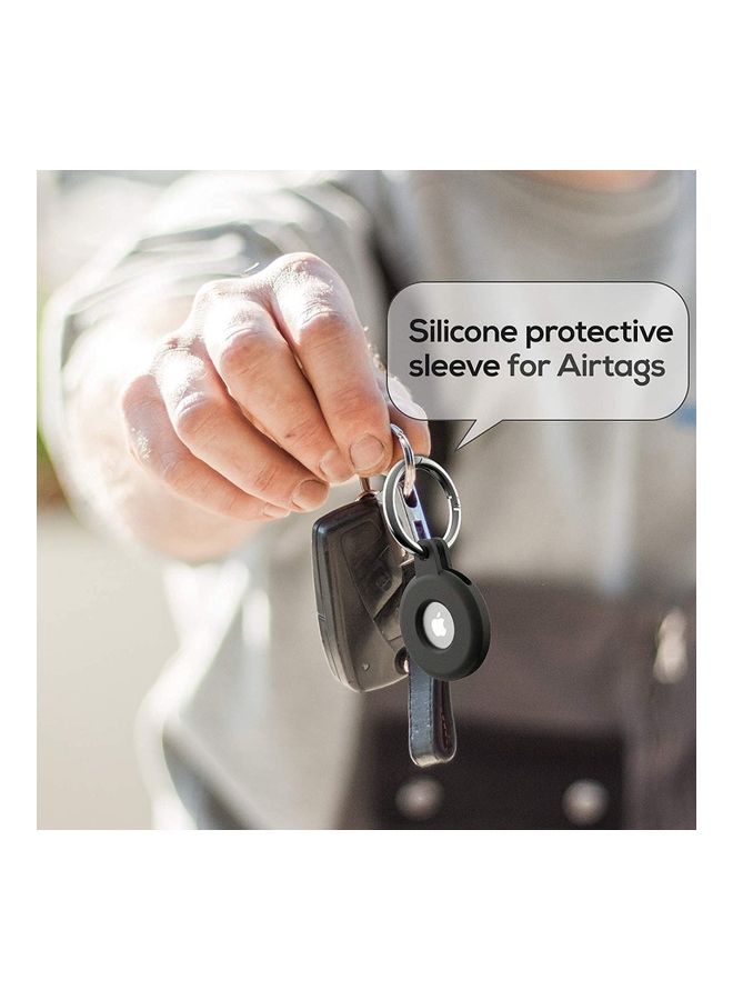 Generic Silicone Case For AirTag With Keychain Hook Black  - Image 4