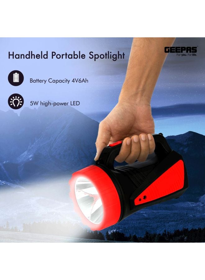 GEEPAS - Waterproof Led Search Light With Lead Acid Rechargeable Battery Black/Red 15.6x42.4x20.4cm - Image 1
