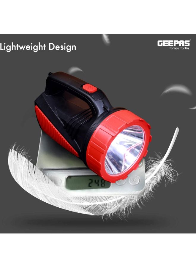GEEPAS - Waterproof Led Search Light With Lead Acid Rechargeable Battery Black/Red 15.6x42.4x20.4cm - Image 1